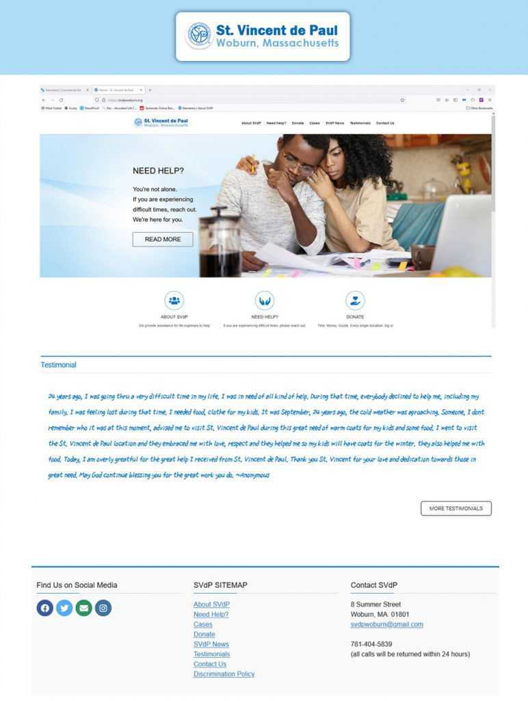 Website Design for St. Vincent de Paul – Woburn