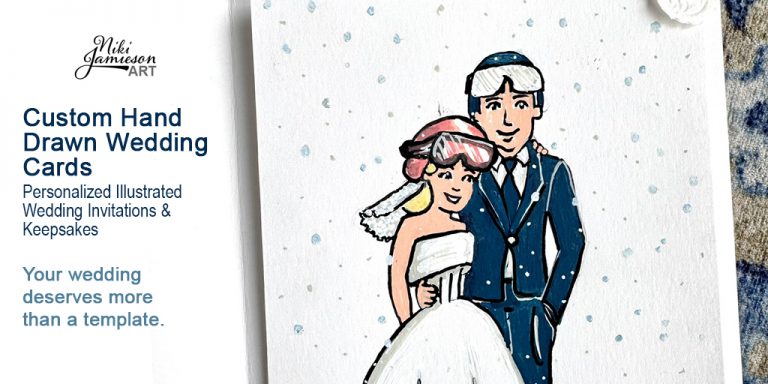 Custom hand drawn wedding card