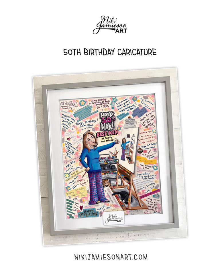 50th Birthday Caricature Gift Boston