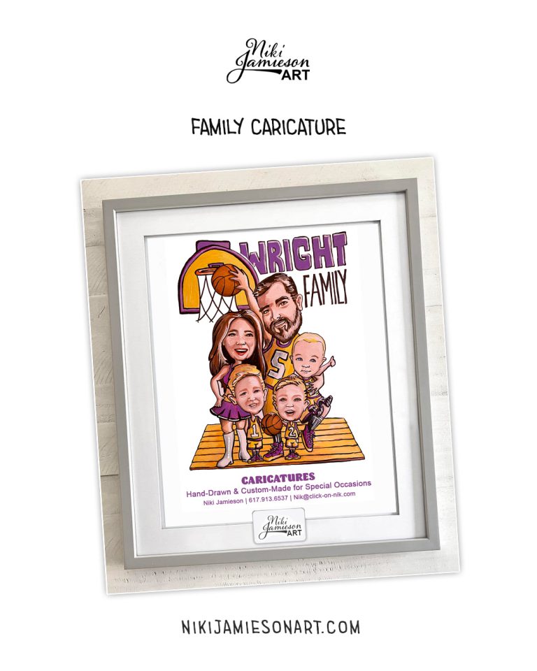 Family Caricature Gift Boston