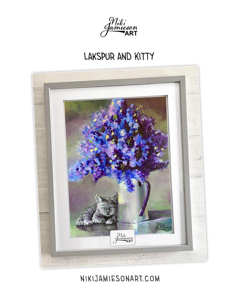 Lakspur & Kitty painting